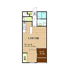 メゾントドゥジューン ワンルームの間取図画像