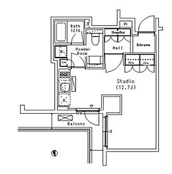東急東横線 代官山駅 徒歩4分の賃貸マンション 5階ワンルームの間取り