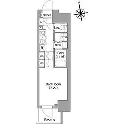 JR総武線 東中野駅 徒歩9分の賃貸マンション 7階1Kの間取り
