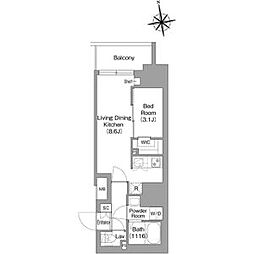 JR総武線 東中野駅 徒歩9分の賃貸マンション 10階1LDKの間取り