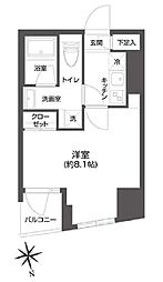 都営大江戸線 牛込柳町駅 徒歩3分の賃貸マンション 5階1Kの間取り