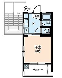 東京メトロ千代田線 代々木公園駅 徒歩3分の賃貸マンション 4階1Kの間取り