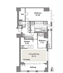 東京メトロ南北線 麻布十番駅 徒歩8分の賃貸マンション 3階2LDKの間取り