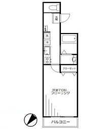 京王井の頭線 神泉駅 徒歩2分の賃貸マンション 2階1Kの間取り