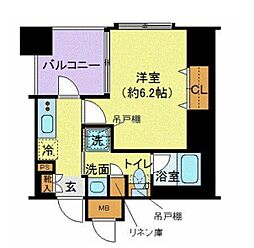 都営大江戸線 代々木駅 徒歩5分の賃貸マンション 4階1Kの間取り