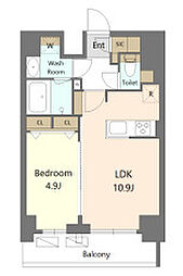 新宿区早稲田鶴巻町マンション 1LDKの間取図画像