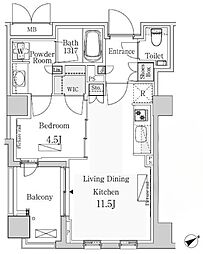 東京メトロ千代田線 表参道駅 徒歩4分の賃貸マンション 4階1LDKの間取り