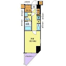 都営大江戸線 落合南長崎駅 徒歩6分の賃貸マンション 7階1Kの間取り
