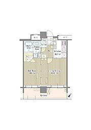 JR総武線 東中野駅 徒歩2分の賃貸マンション 21階1LDKの間取り