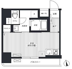 Reno新宿若松町 ワンルームの間取図画像