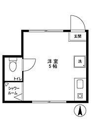 鈴木アパート ワンルームの間取図画像