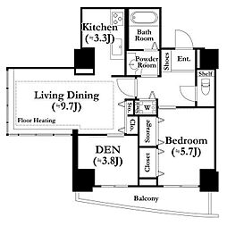 河田町ガーデン1号棟 1SLDKの間取図画像