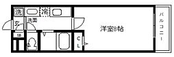 プレール・ドゥーク東新宿2 1Kの間取図画像