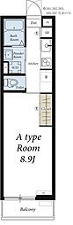 リブリ・CASATRES 1Kの間取図画像
