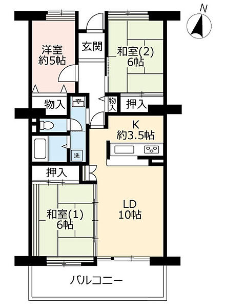 URルミナス箕面の森三番街 ｜大阪府箕面市如意谷4丁目(賃貸マンション3LDK・6階・76.61㎡)の写真 その2