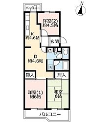 UR都市機構千里春日台団地3号棟 3DKの間取図画像