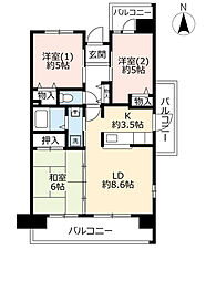 UR都市機構シャレール東豊中16号棟 3LDKの間取図画像