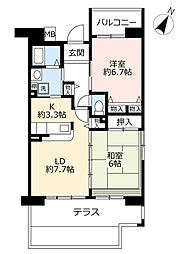 UR都市機構アルビス緑丘103号棟 2LDKの間取図画像