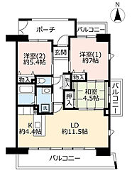 UR都市機構アルビス緑丘113号棟 3LDKの間取図画像