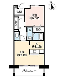 UR都市機構シャレール東豊中4号棟 1LDKの間取図画像