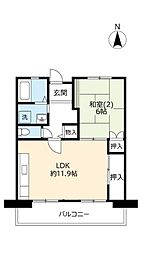 UR都市機構アルビス池田101棟 1LDKの間取図画像