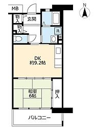 UR都市機構アルビス緑丘113号棟 1DKの間取図画像