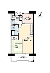 UR都市機構アルビス旭ケ丘1-2号棟 2LDKの間取図画像