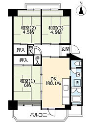 UR都市機構リバーサイドしろきた団地37号棟 1LDKの間取図画像