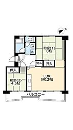 UR都市機構鳥飼野々2丁目団地3号棟 2LDKの間取図画像