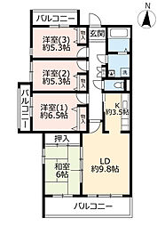 UR都市機構茨木学園町5号棟 4LDKの間取図画像