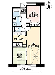 UR都市機構茨木学園町2号棟 2LDKの間取図画像