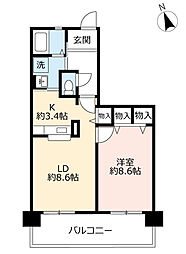UR都市機構アーベイン東三国22号棟 1LDKの間取図画像