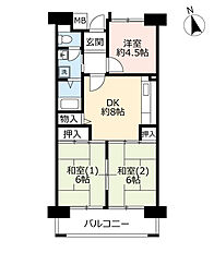 UR都市機構都島リバーシティ1号棟 2LDKの間取図画像