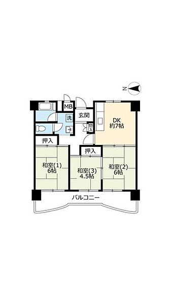 UR南港しらなみ ｜大阪府大阪市住之江区南港中3丁目(賃貸マンション3DK・2階・60.35㎡)の写真 その2