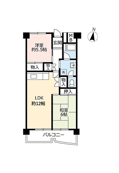 UR南港しらなみ ｜大阪府大阪市住之江区南港中3丁目(賃貸マンション2LDK・2階・58.69㎡)の写真 その2