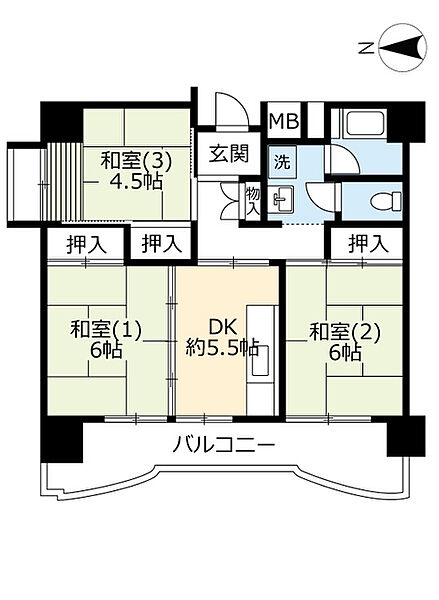 UR南港しらなみ ｜大阪府大阪市住之江区南港中3丁目(賃貸マンション3DK・5階・61.01㎡)の写真 その2