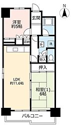 UR玉串西 8階2LDKの間取り