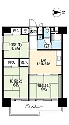 UR都市機構南港ひかりの団地11棟 3DKの間取図画像