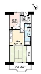 UR都市機構サンラフレ朝潮橋 1LDKの間取図画像