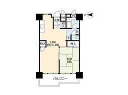 UR都市機構南港ひかりの団地11棟 1LDKの間取図画像