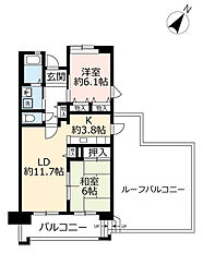 UR都市機構サンヴァリエ針中野2号棟 2LDKの間取図画像