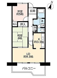 UR都市機構ポートサイド築港 2LDKの間取図画像