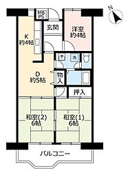 UR都市機構サンラフレ朝潮橋 3DKの間取図画像