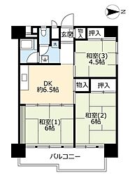 UR都市機構南港ひかりの団地15棟 3DKの間取図画像