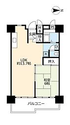 UR都市機構南港ひかりの団地12棟 1LDKの間取図画像