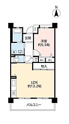UR都市機構サンヴァリエ西田辺11号棟 1LDKの間取図画像
