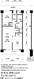 UR都市機構南港しらなみ団地34号棟 2LDKの間取図画像