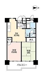 UR都市機構南港ひかりの団地15棟 2DKの間取図画像
