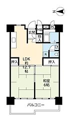 UR都市機構南港ひかりの団地15棟 1LDKの間取図画像