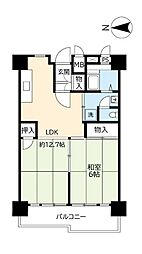 UR都市機構南港ひかりの団地12棟 1LDKの間取図画像